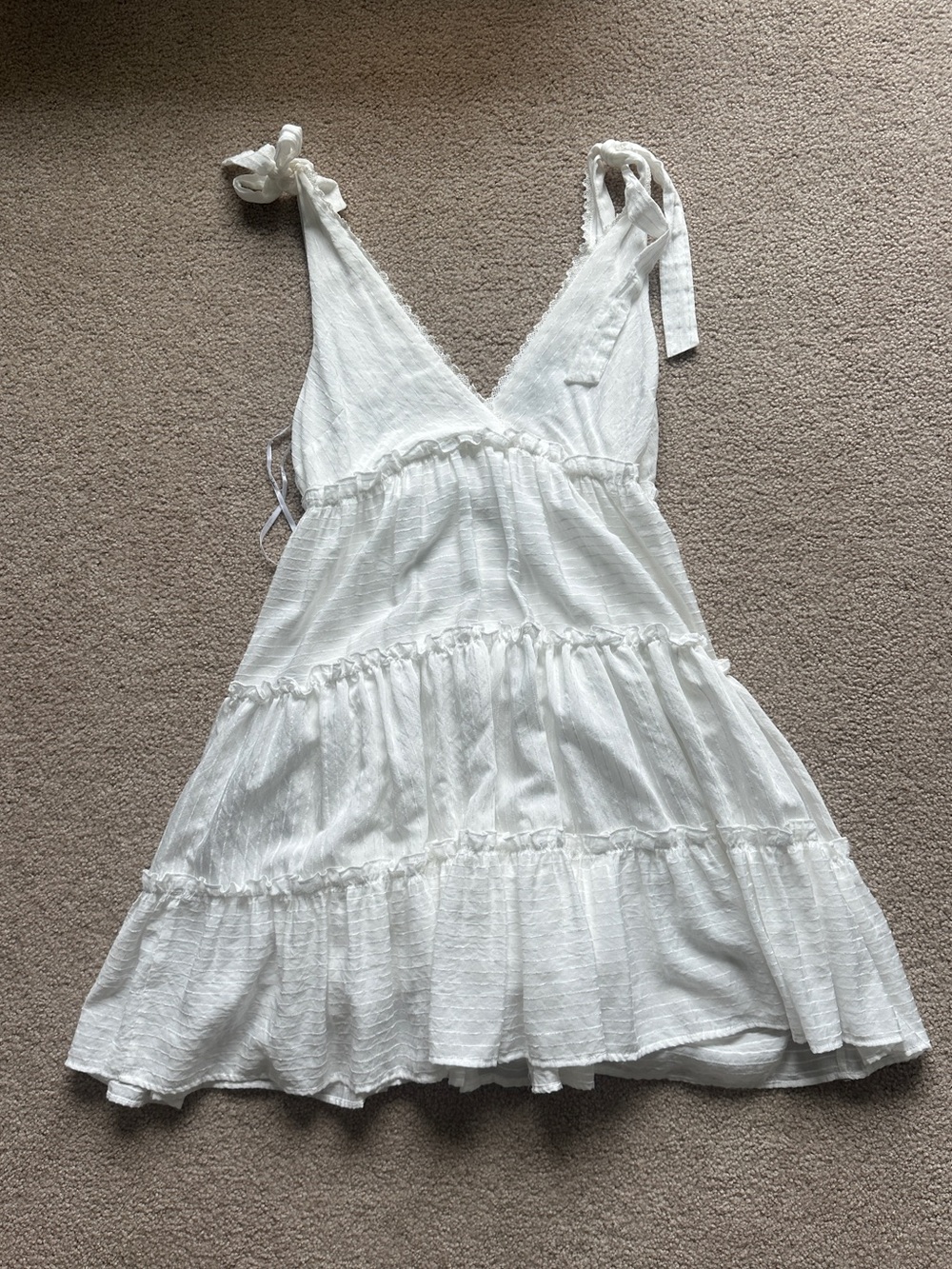 Lulu's White Lace-Trim Dress